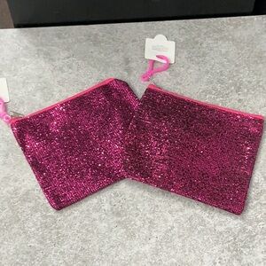 Glitter Bag Charm Pouches set of 2 NWT